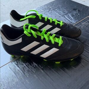 Adidas Women Black Cleats with Neon Green Laces